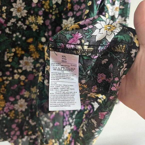 Old Navy Women’s Green Floral Top Button-Up Ruffle Peasant XXL CottageCore - Picture 5 of 8